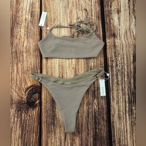Serei Swim Adjustable Scoop Neck Top & Selena Ribbed Bottoms Set NWT sz. S / M